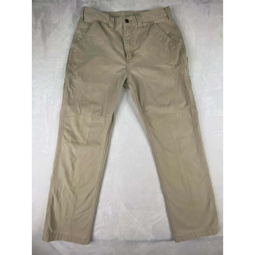 Carhartt Men's Beige Canvas Cargo Workwear Pants Relaxed Fit Straight Leg 34x32